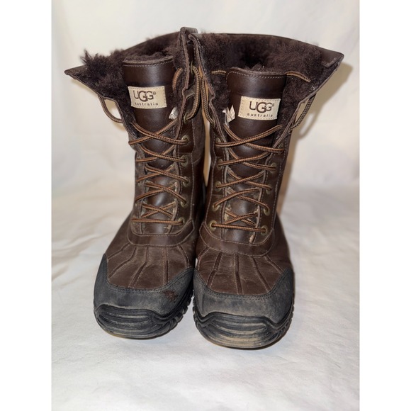 UGG Adirondack II 5446 Women Boots US 9 Brown Leather Shearling Lined Snow Boots - Picture 1 of 6